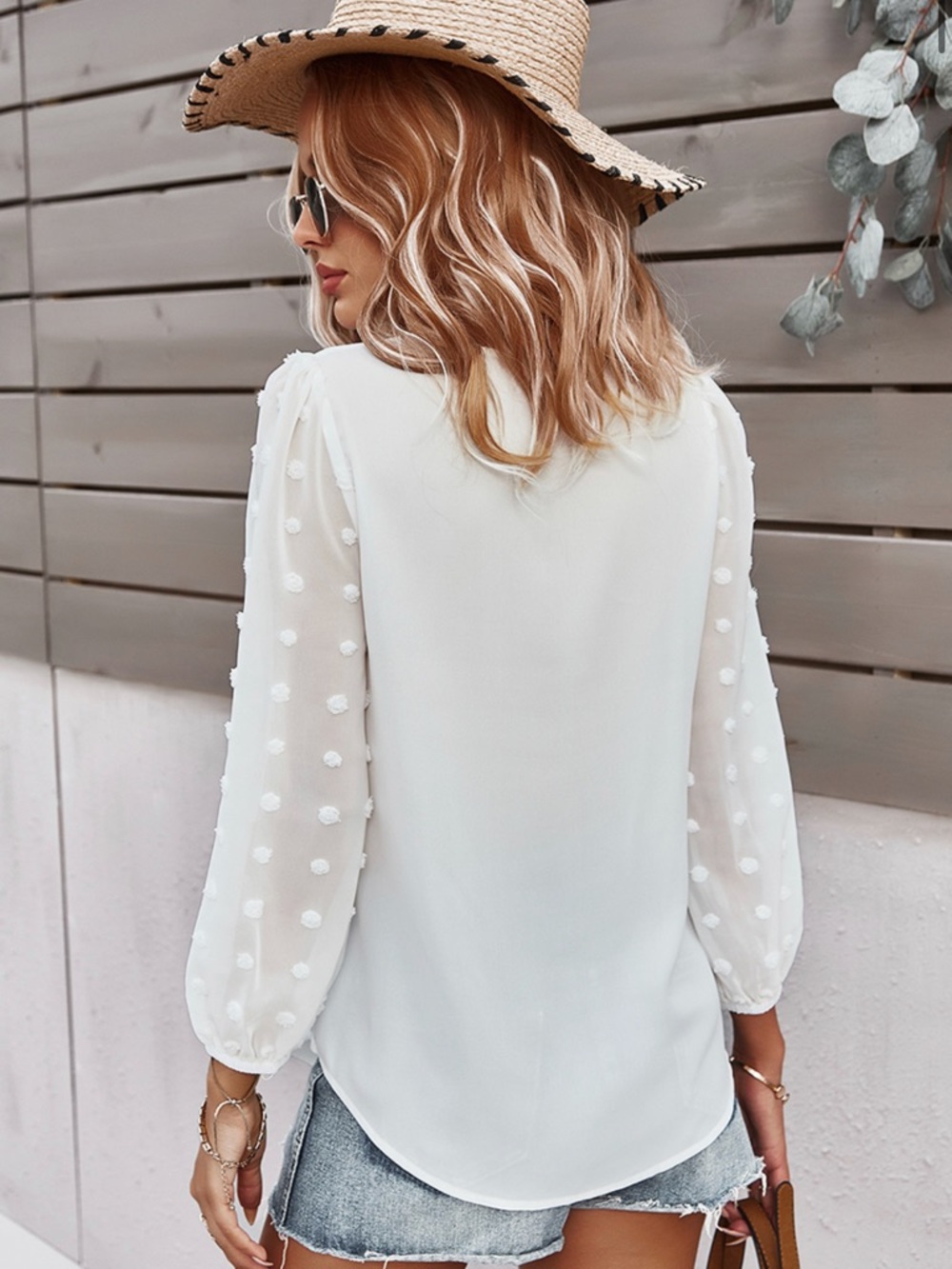 Women's White V-Neck Whimsical Blouse NWOT - Picture 8 of 13